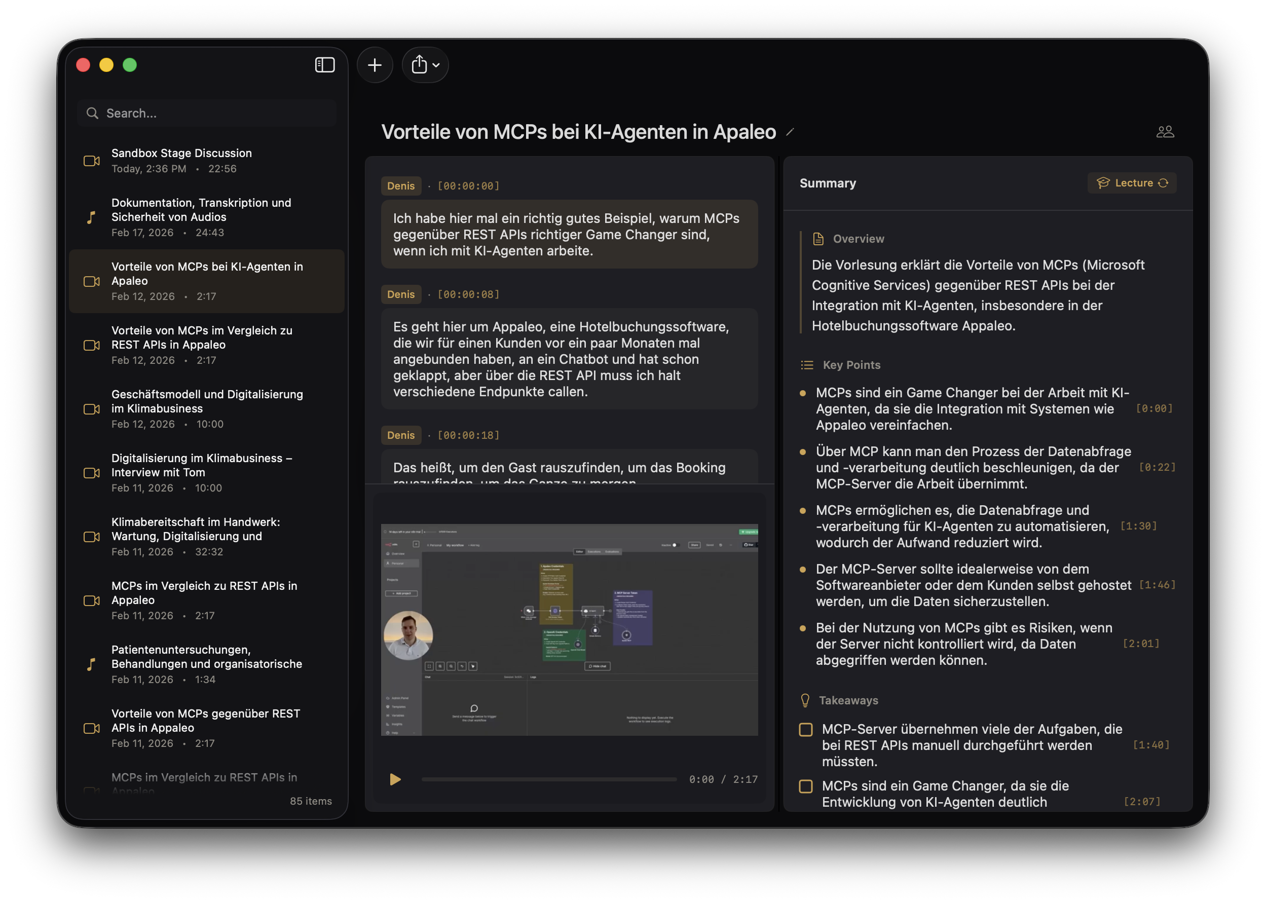Murmur — Transkription und KI-Zusammenfassung
